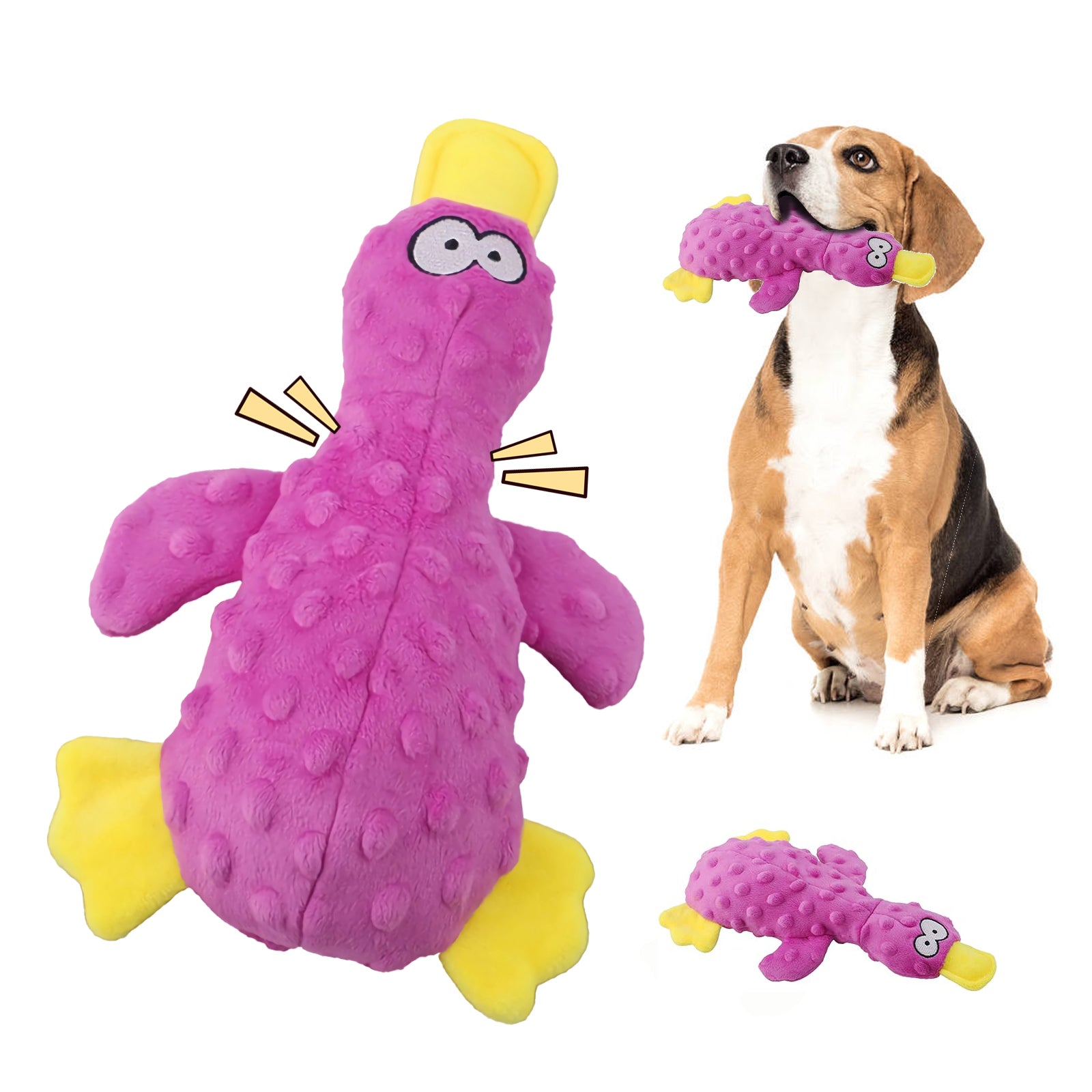 Best Pet Supplies-Cute Plush Duck Sound Toy with Soft，Durable Fabric for Small,Medium,and Large Pets.Pets Stuffed Animals Chew Toy for Biting Training Teething Indoor Pet Interactive Toy