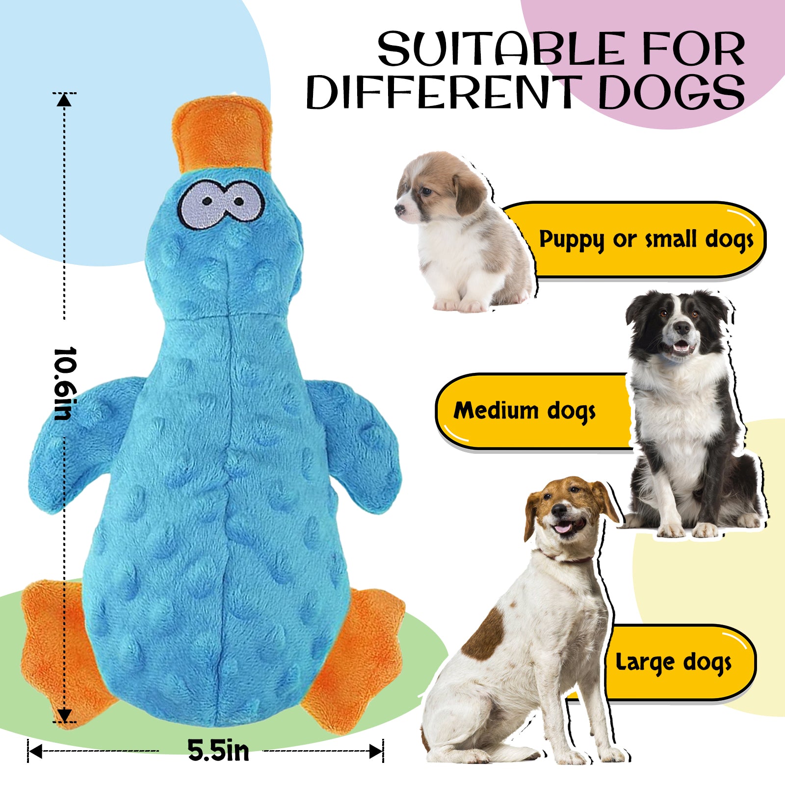 Best Pet Supplies-Cute Plush Duck Sound Toy with Soft，Durable Fabric for Small,Medium,and Large Pets.Pets Stuffed Animals Chew Toy for Biting Training Teething Indoor Pet Interactive Toy