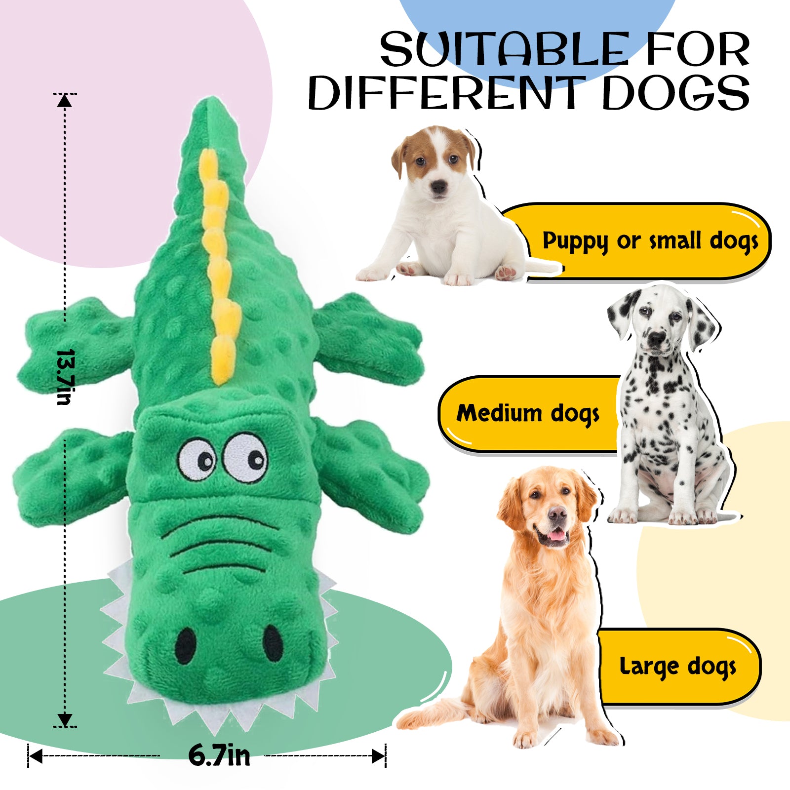 Dog Companion-Squeaky Crocodile Dog Toys,Durable Plush Dog Chew Toys for Small,Medium and Large Pets,Interactive Dog Toys for Boredom.(Blue+Green)