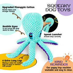 Squeaky Octopus Dog Toys - Durable Octopus Stuffed Toy for Playing With Small, Medium and Large Dogs，Super Soft Plush Stuffed Octopus-Shaped Pet Toys, Cotton Rope for Pet Biting Training Chew Toys