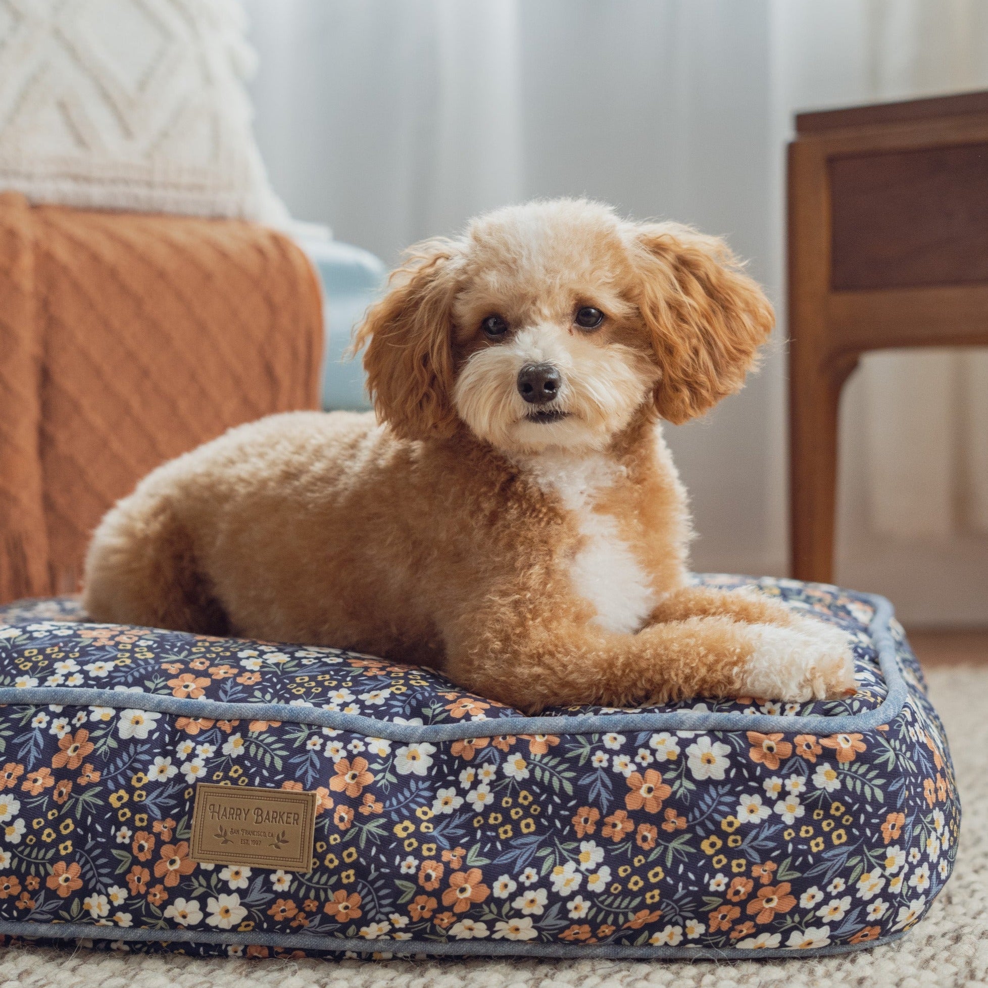 Calico Floral Rectangle Dog Bed