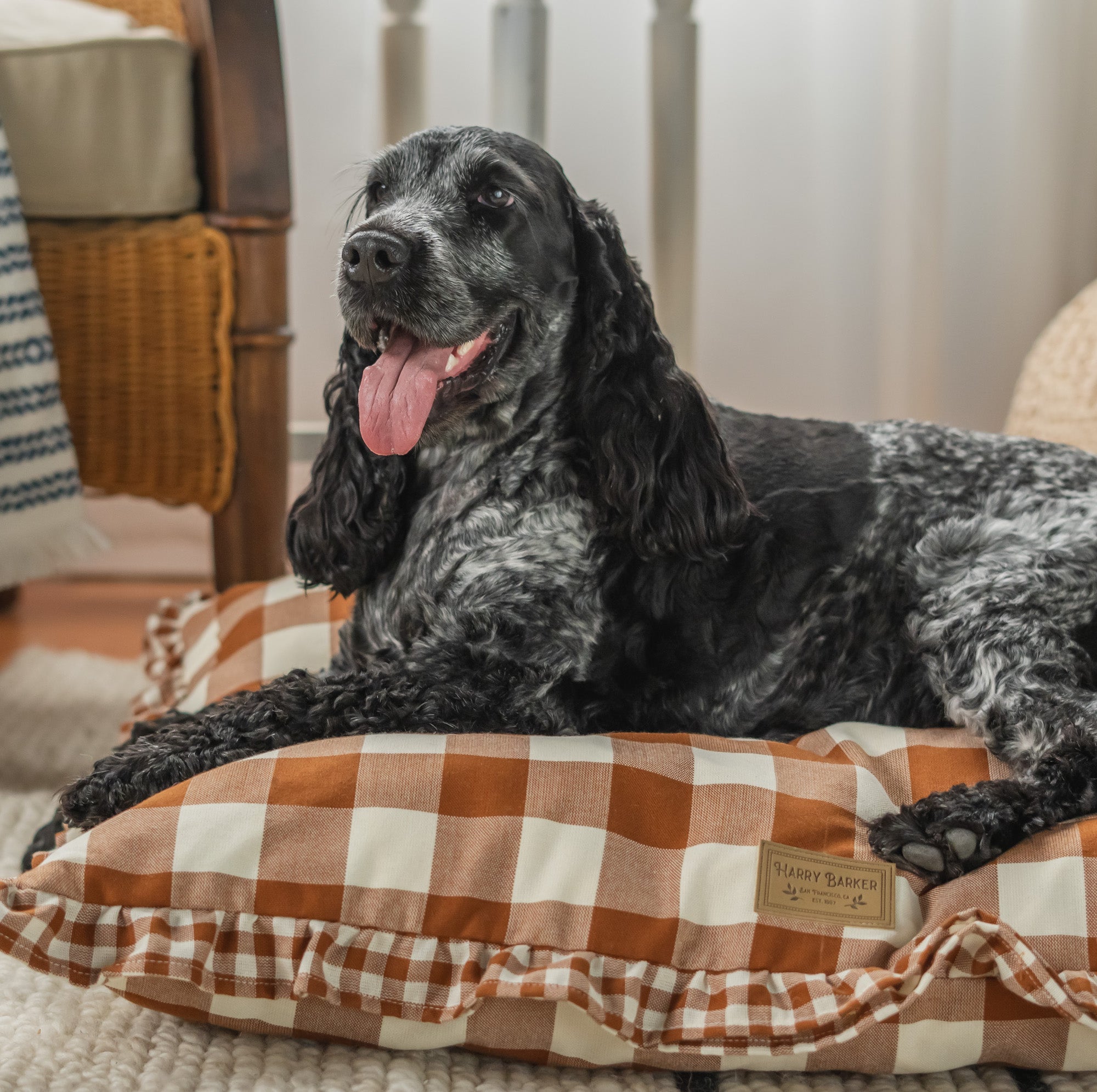 Vintage Brown Gingham Envelope Dog Bed