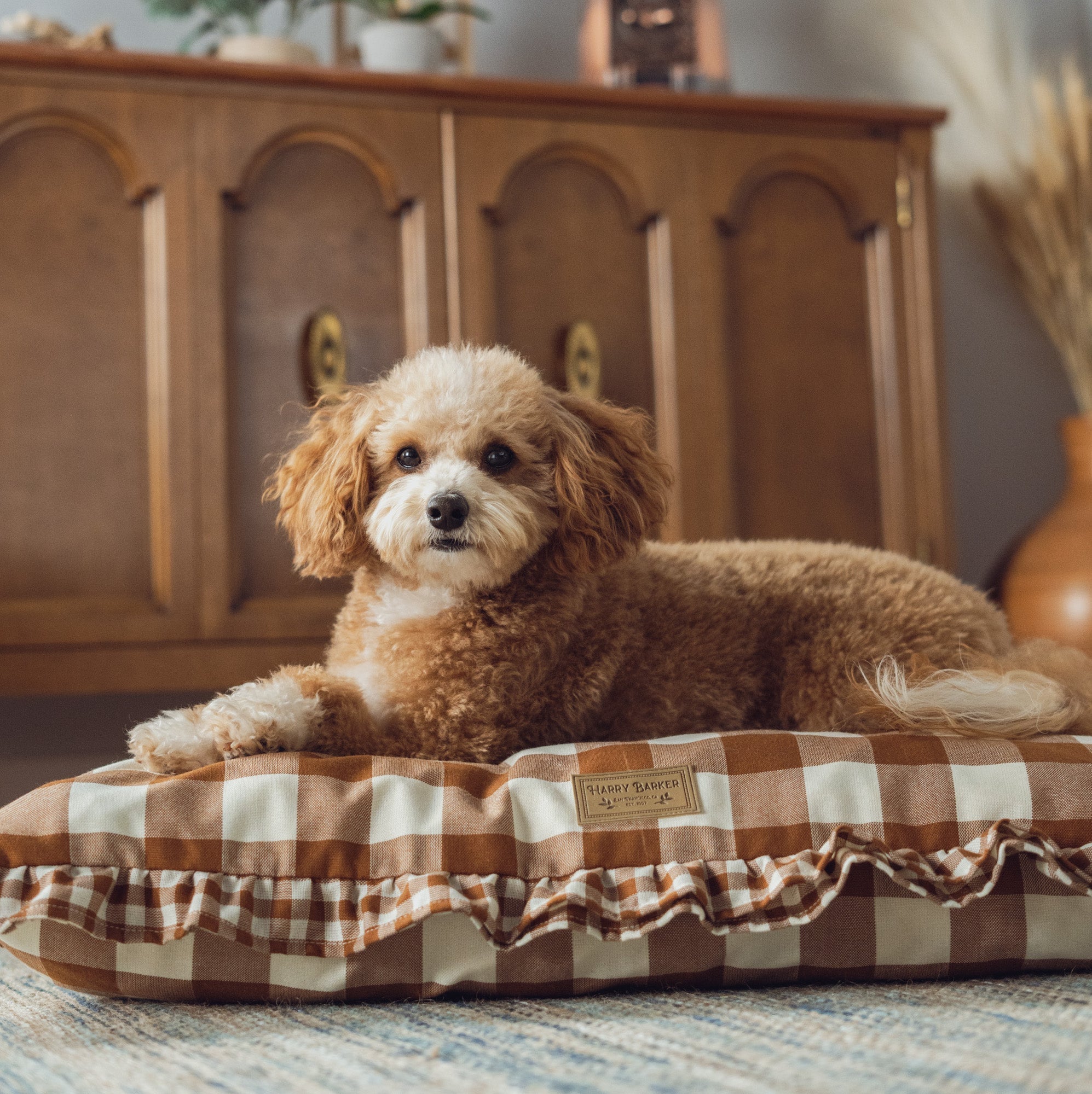 Vintage Brown Gingham Envelope Dog Bed