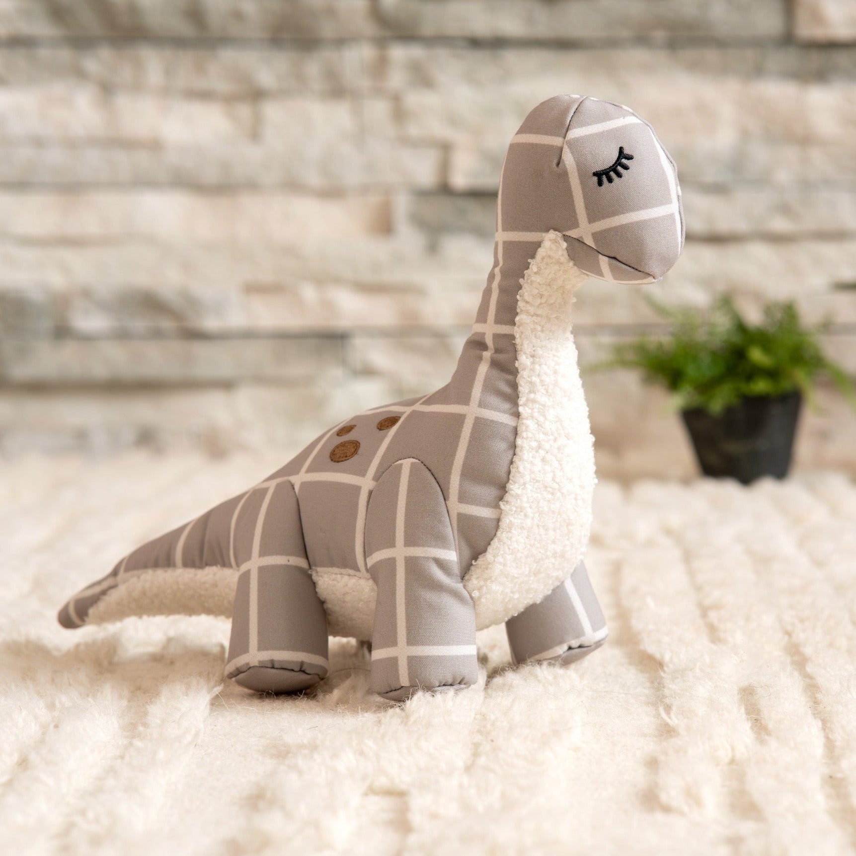 Plaid Dinosaur Dog Toy