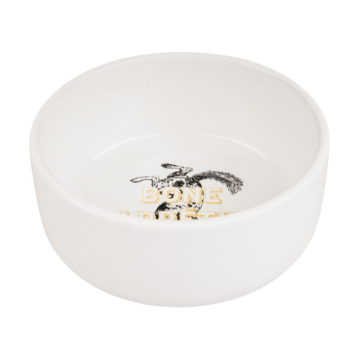 Bone Appetit Ceramic Dog Bowl - White